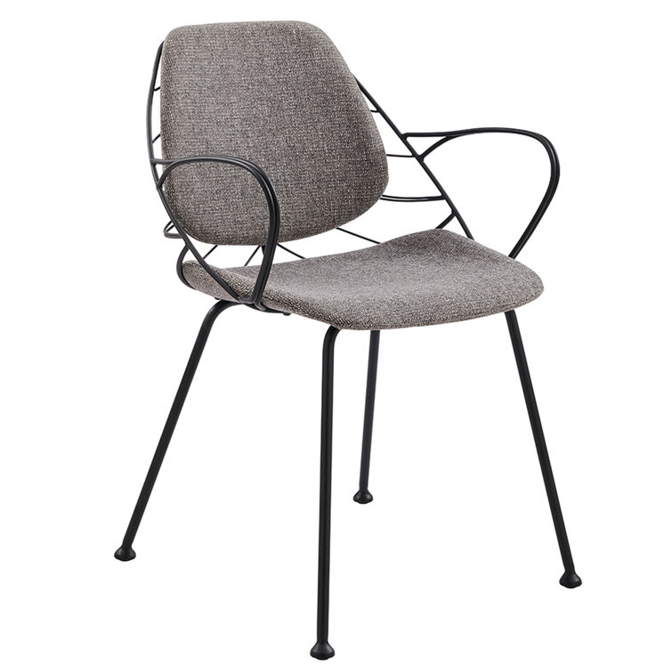 Linnea Light Gray Fabric Swivel Armchair with Matte Black Metal Frame