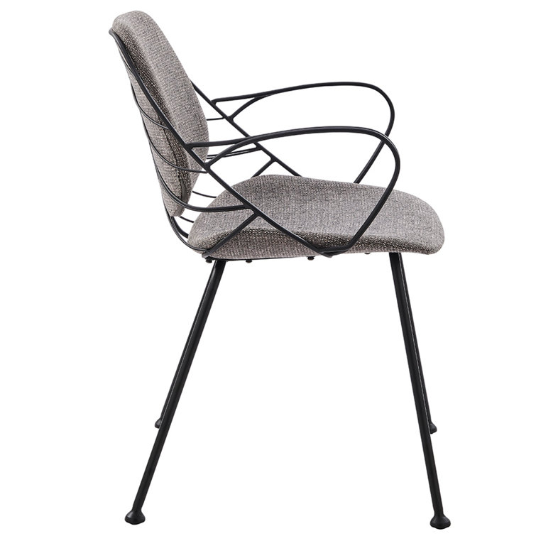 Linnea Light Gray Fabric Swivel Armchair with Matte Black Metal Frame