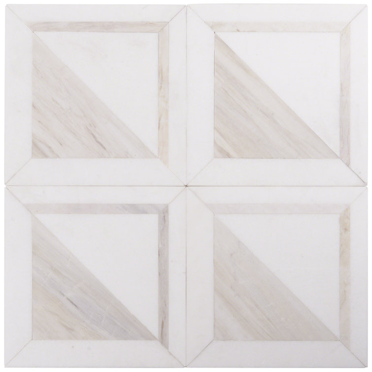 Beige and Cream 8.5" Porcelain Mosaic Tile with Marble Look