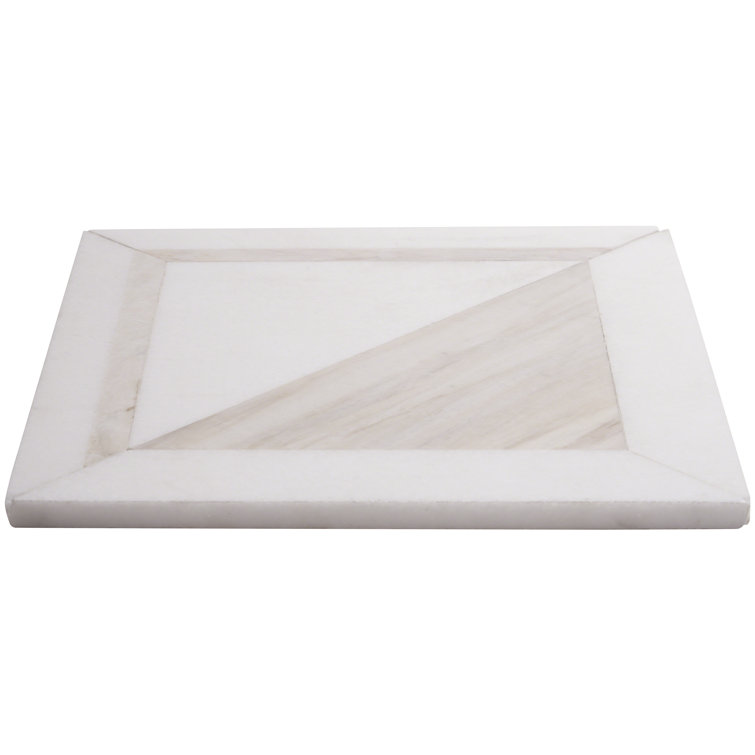 Beige and Cream 8.5" Porcelain Mosaic Tile with Marble Look