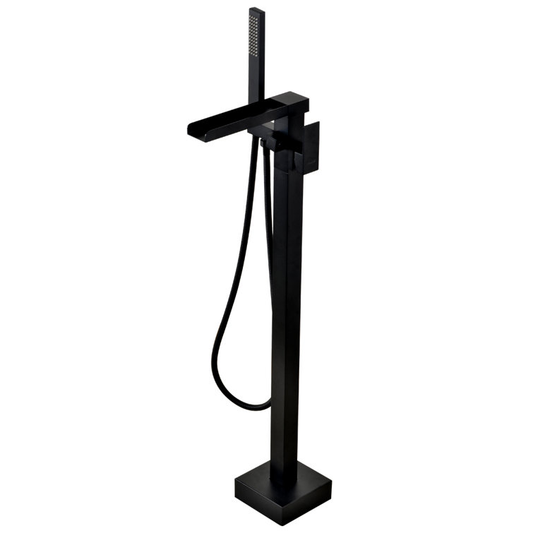 Black Brass Single Handle Floor Mounted Tub Filler
