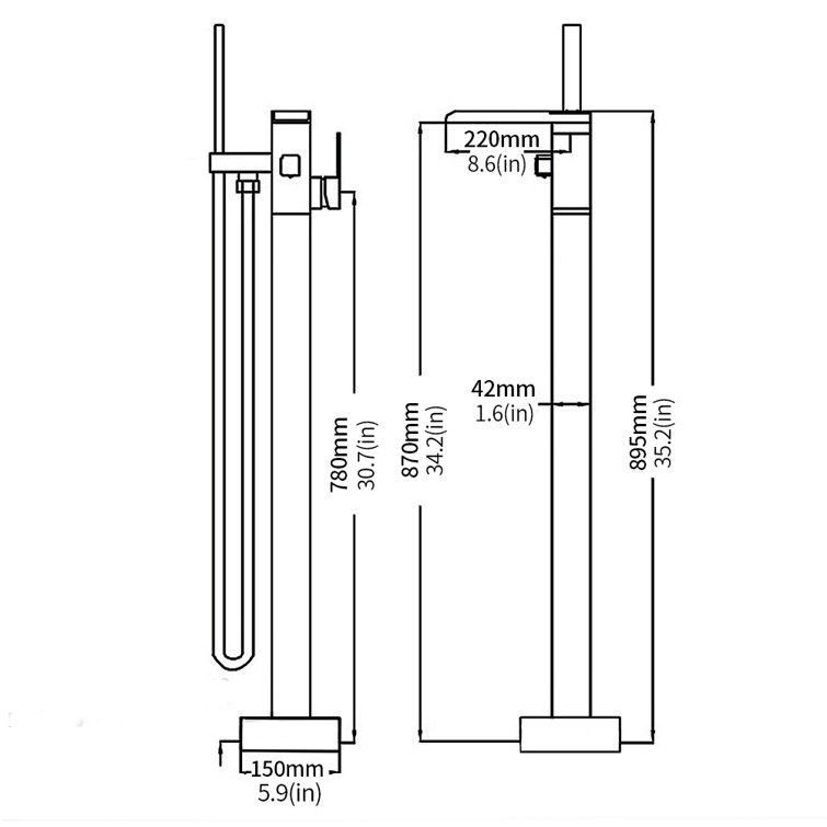 Brushed Gold Single-Handle Freestanding Waterfall Tub Filler
