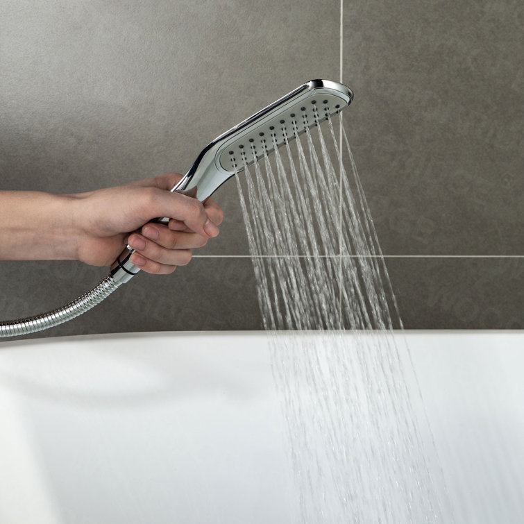 White Low-Profile Rectangular Shower Base with Center Drain