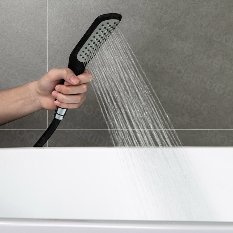 Matte Black Single Handle Floor Mounted Tub Faucet with Hand Shower