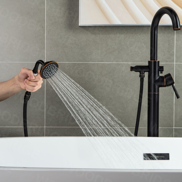 Chrome Freestanding Tub Faucet with Hand Shower