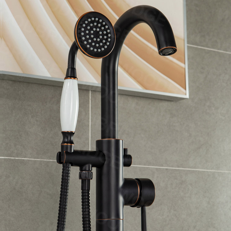 Chrome Freestanding Tub Faucet with Hand Shower