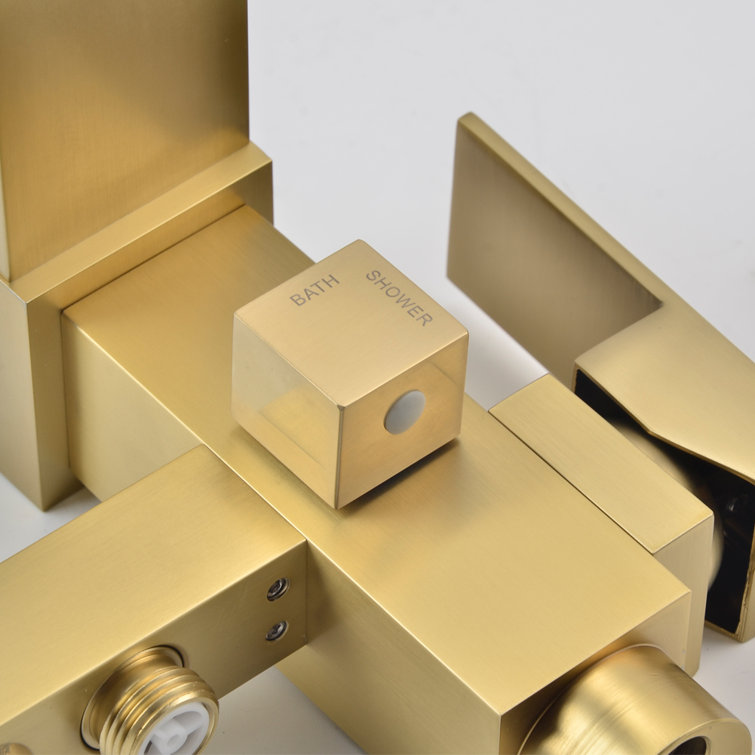 Brushed Gold Single-Handle Freestanding Waterfall Tub Filler