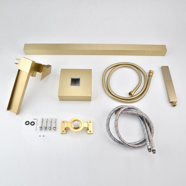 Brushed Gold Single-Handle Freestanding Waterfall Tub Filler