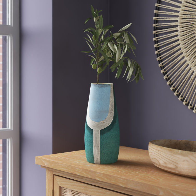 Blue and Green Ceramic Bud Table Vase