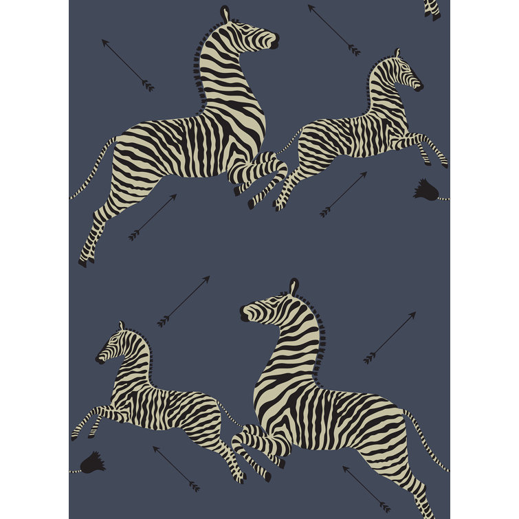 Denim Blue Zebra Safari Self-Adhesive Vinyl Wallpaper