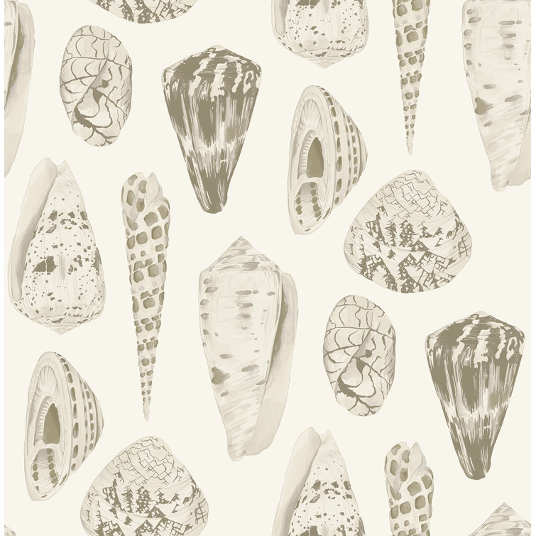 Cream and Off-White Vinyl Seashell Self-Adhesive Wallpaper Roll