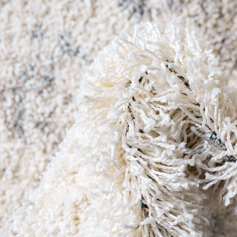 Pebble Gray Abstract Shag Square Rug with Jute Backing