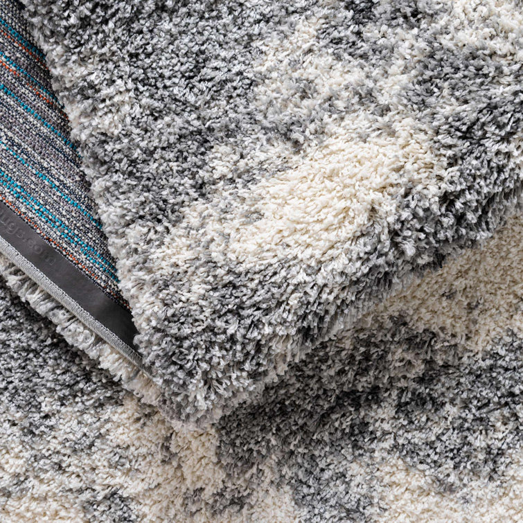 Smoke Gray High Pile Rectangular Shag Area Rug 8' x 10'