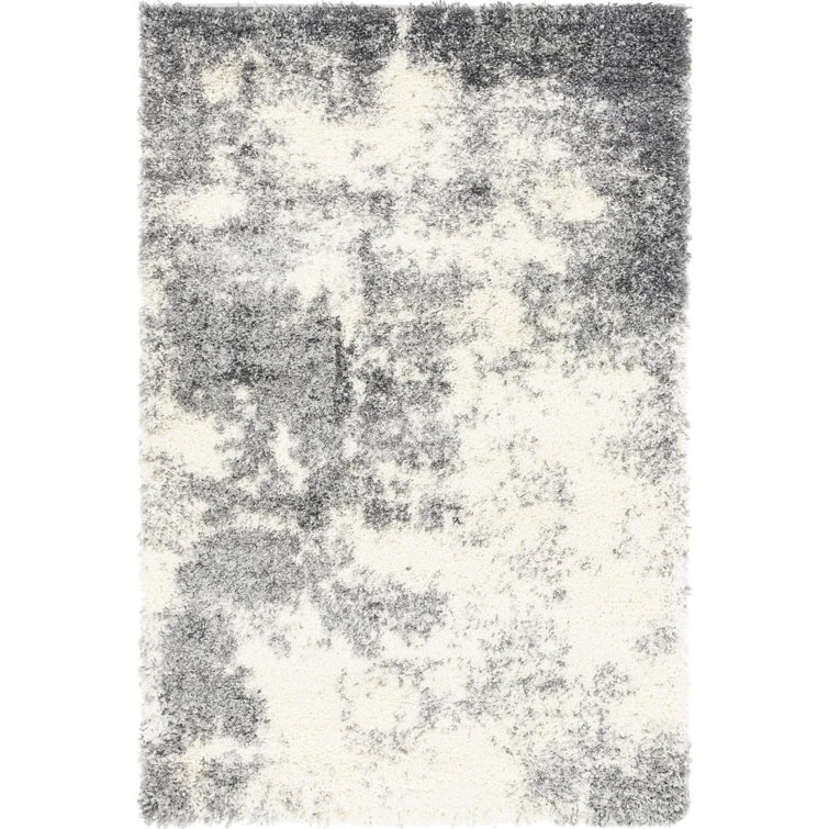 Smoke Gray and Ivory Shag 4' x 6' Area Rug