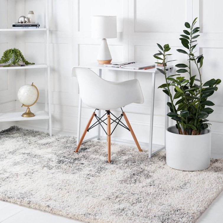 Pebble Gray High Pile Synthetic Shag Area Rug 4' x 6'