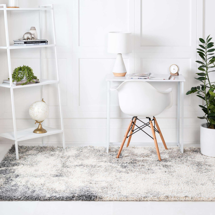 Pebble Gray High Pile Synthetic Shag Area Rug 4' x 6'