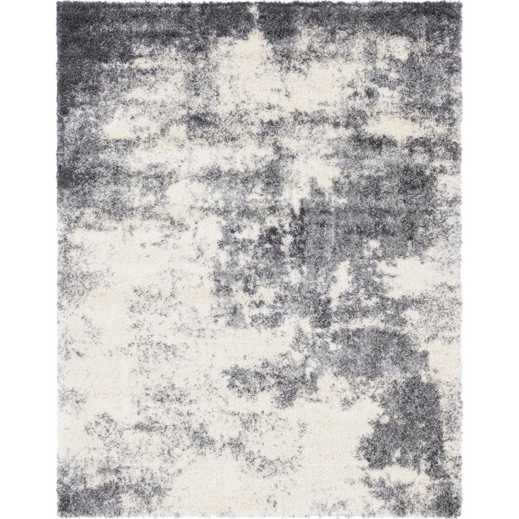 Smoke Gray High Pile Rectangular Shag Area Rug 8' x 10'