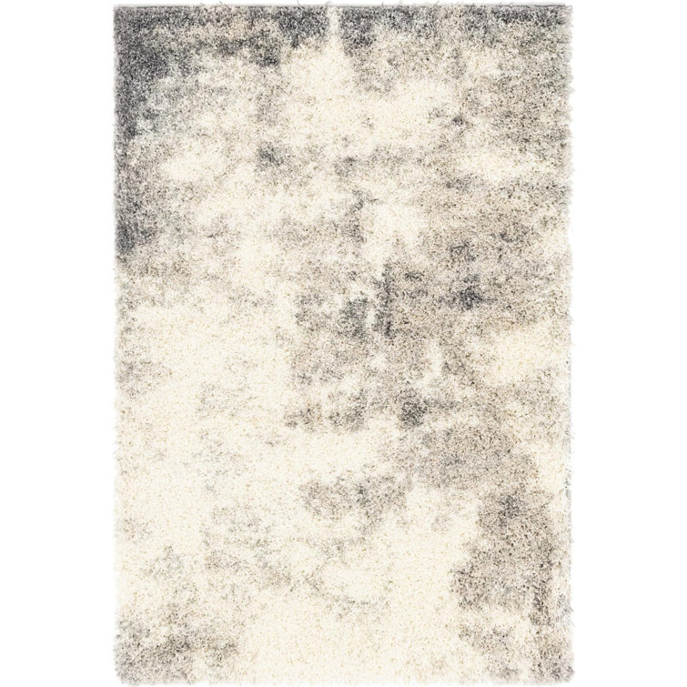 Pebble Gray High Pile Synthetic Shag Area Rug 4' x 6'