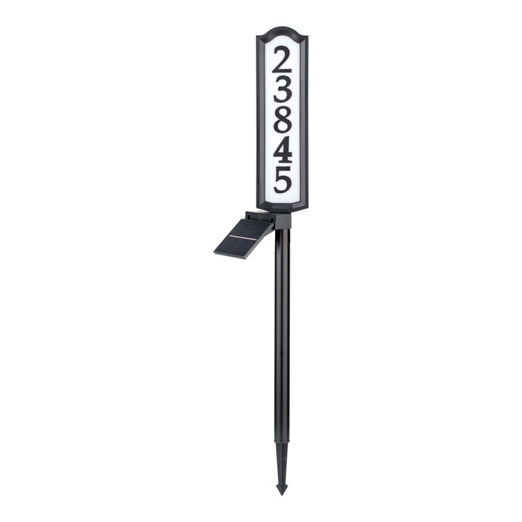 Aurora Black and White Metal Solar LED Address Post