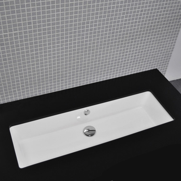 Aquagrande 35" White Porcelain Rectangular Undercounter Sink
