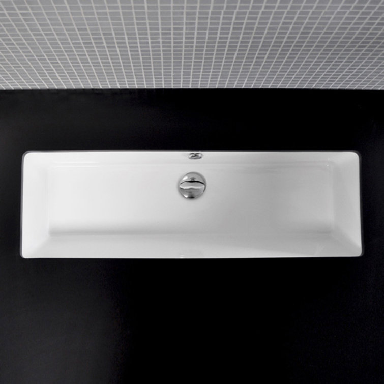 Aquagrande 35" White Porcelain Rectangular Undercounter Sink