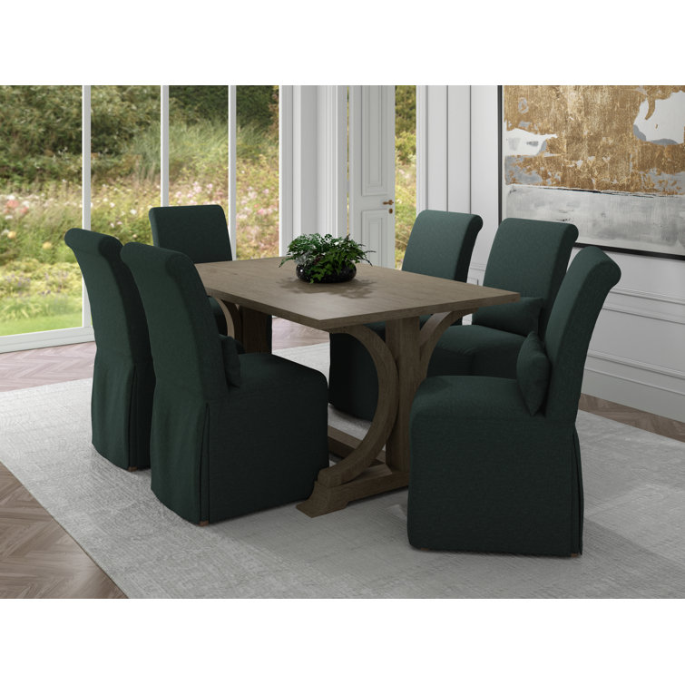 Coastal Elegance Dark Gray Slipcovered Parsons Side Chair