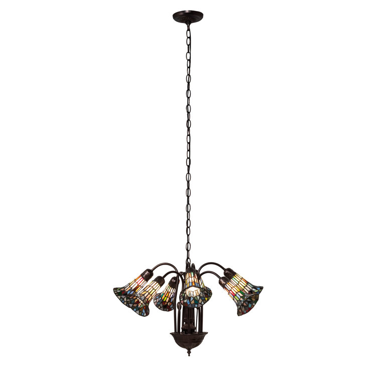 Meyda Bronze Elegance 57" Tiffany Pond Lily 7-Light Chandelier