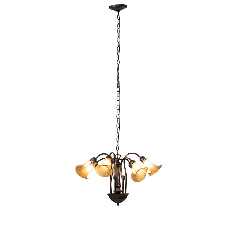 Tiffany Pond Lily 7-Light Mahogany Bronze Chandelier