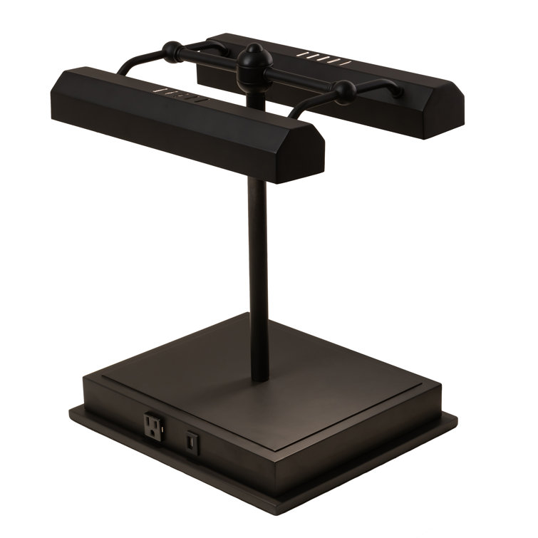 Oil Rubbed Bronze 17" Dual Head Library Lamp with USB Port
