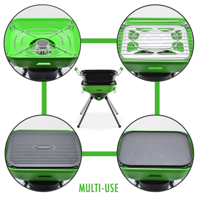 Light Green and Black Portable Propane BBQ Grill with Accessories