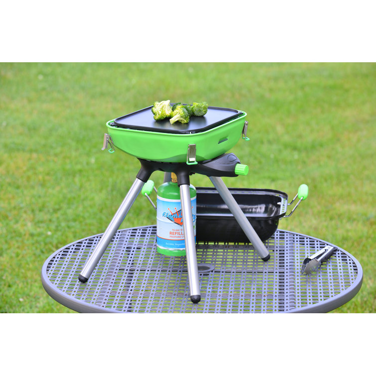 Light Green and Black Portable Propane BBQ Grill with Accessories