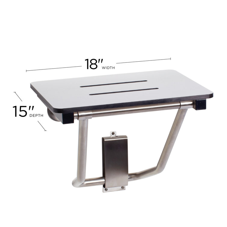 18" White Matte Folding Wall Mount Shower Seat