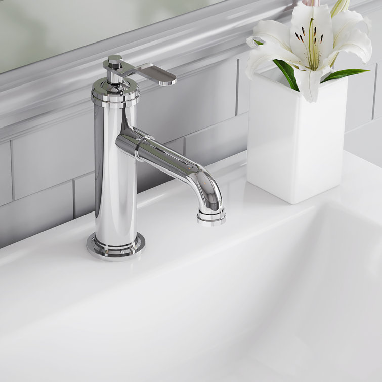 Chrome Single Handle Low Arc Bathroom Faucet with Drain Kit