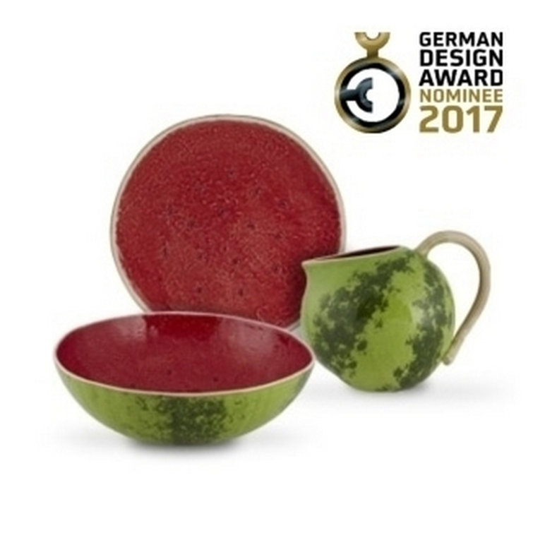 Hand-Painted Terracotta Watermelon Pitcher, 2.65-Quart