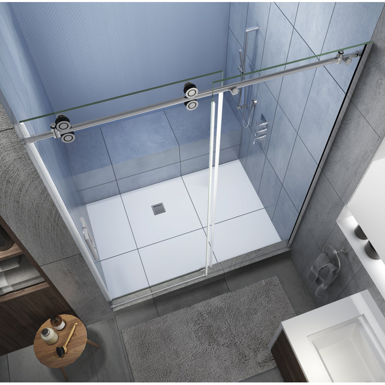 Langham XL Frameless Sliding Shower Door with Polished Chrome Finish