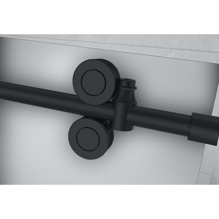 Langham XL Matte Black Frameless Sliding Shower Enclosure with Frosted Glass