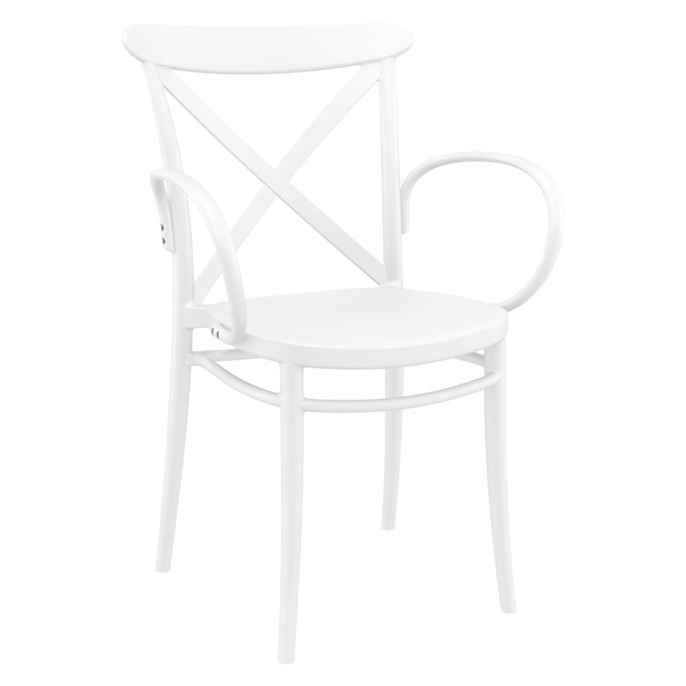 White Plastic Resin Stackable Dining Armchairs, Set of 2