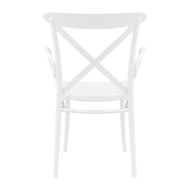 White Plastic Resin Stackable Dining Armchairs, Set of 2