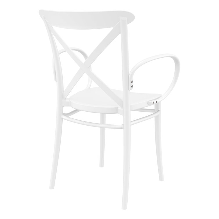 White Plastic Resin Stackable Dining Armchairs, Set of 2