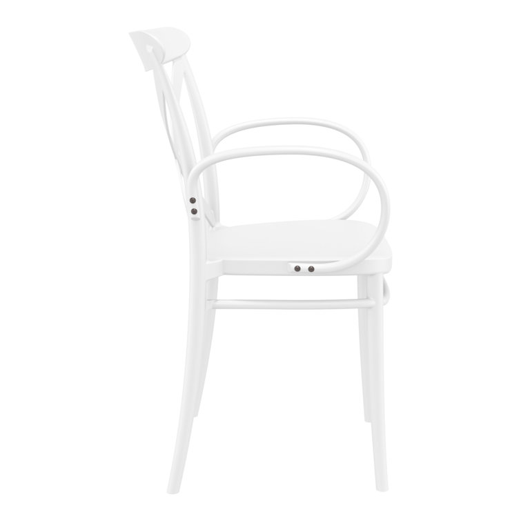 White Plastic Resin Stackable Dining Armchairs, Set of 2