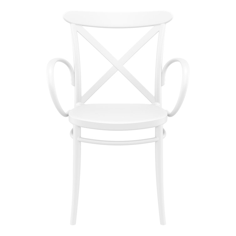White Plastic Resin Stackable Dining Armchairs, Set of 2