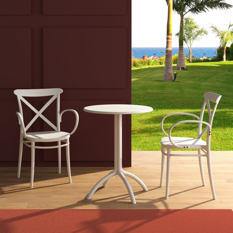 White Plastic Resin Stackable Dining Armchairs, Set of 2