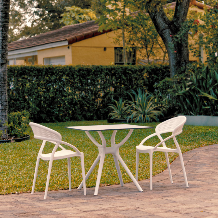 White Plastic Square 2-Person Outdoor Bistro Set