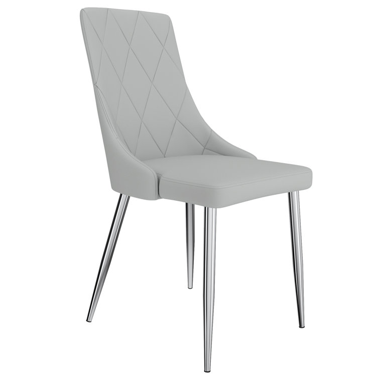 Light Grey Faux Leather Upholstered Wood Side Chair