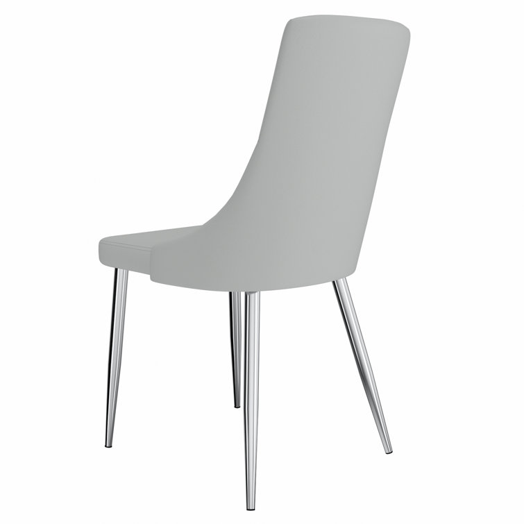 Light Grey Faux Leather Upholstered Wood Side Chair