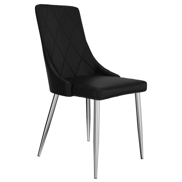 Sophisticated Black Faux Leather and Wood Side Chair