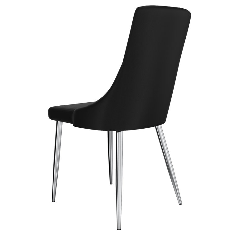 Sophisticated Black Faux Leather and Wood Side Chair