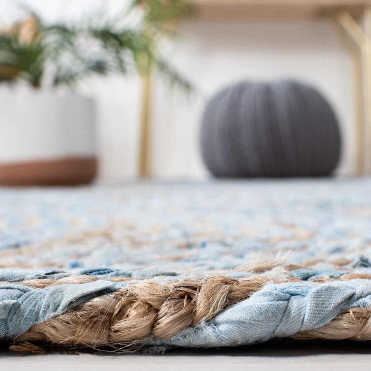 Cape Cod Blue and Natural Flatweave Wool Cotton Runner Rug