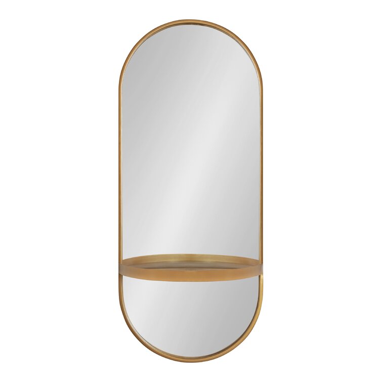 Kate and Laurel Estero Glam Metal Framed Capsule Wall Mirror with Shelf, 16  x 38, Gold, Chic Modern Wall Accent at Amazon