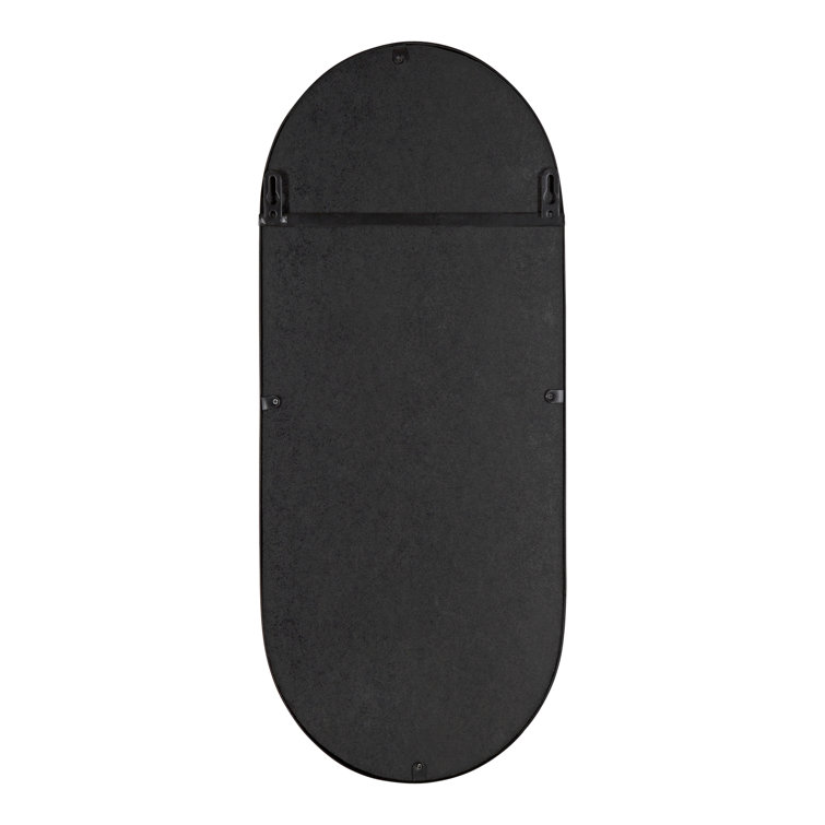 Estero 16" x 38" Black Metal Oval Wall Mirror with Shelf